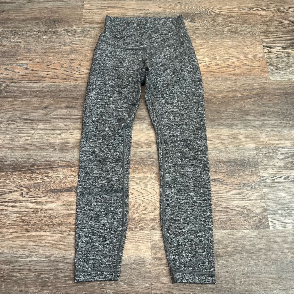 Lululemon Wunder Under Hi Rise 7/8 Leggings 25” Size 4 Heathered Black Yoga Gym